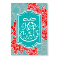 Hand-drawing lettering New Year on ornamental background