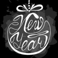 Hand-drawing lettering New Year on black vintage background
