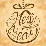 Hand-drawing lettering New Year on vintage background