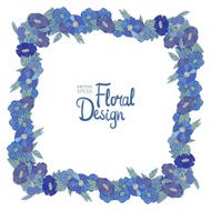 Blue floral border made with wildflowers N6