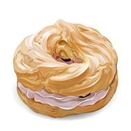 Realistic vector sweet cute colorful donut with pink cream N2