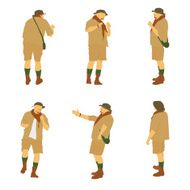 Set of Tourists in a Safari Vector Illustration N2