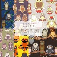 Set of six seamless patterns with birds N2