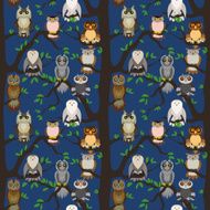 Cute owl seamless pattern N3