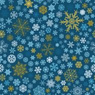 Seamless pattern of snowflakes multicolored on blue N2
