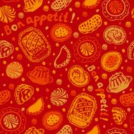 Food pastry seamless pattern &ndash; Illustration