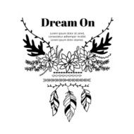 Boho label template Floral logo with feathers and arrows N2