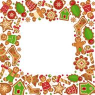 Gingerbread cookies vector frame N2