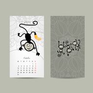 Calendar grid design Monkey symbol of year 2016 N2