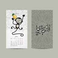 Calendar grid design Monkey symbol of year 2016 N6