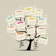 Calendar tree design 2016 with monkey symbol of year