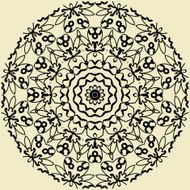 Indian mandala in outlines on yellow background