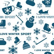 Winter sports seamless pattern white