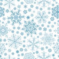 Seamless pattern of snowflakes blue on white