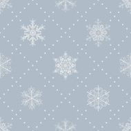 Seamless pattern of snowflakes white on gray