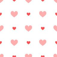 Big ang small pink hearts on white seamless pattern