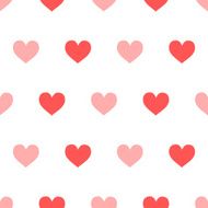 Red and pink hearts on white seamless pattern