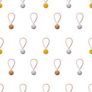 Gold silver ang bronze medals with ribbon on white seamless
