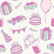Doodle birthday party seamless pattern N2
