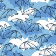 Seamless pattern with dotted black bat