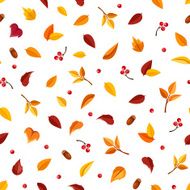 Seamless pattern with small autumn leaves on white Vector illustration