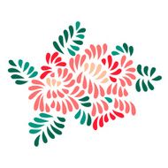 Pastel colored stylized flowers and leaves bouquet vector N3