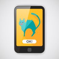 Evil cat flat icon with long shadow eps10 N2