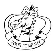 Zoo logo or label with wild animal zebra and ribbon