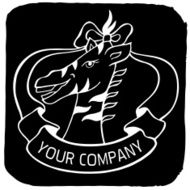 Zoo logo or label with wild animal zebra and ribbon N2