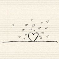 Love heart design on lined paper N7