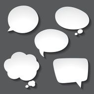 Abstract white paper speech bubbles on gray background