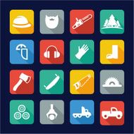 Lumberjack Icons Flat Design