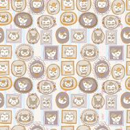 cute cats retro portraits seamless pattern
