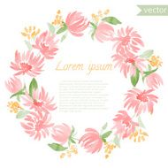 Hand painted watercolor floral round frame