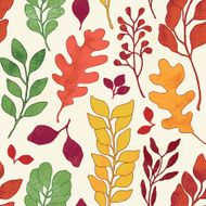 Colorful autumn leaves seamless vector pattern with grunge effect N2