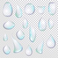 drop Pure clear water drops realistic set isolated vector illustration