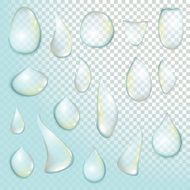 drop Pure clear water drops realistic set isolated vector illustration N2