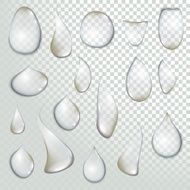 drop Pure clear water drops realistic set isolated vector illustration N6