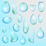 drop Pure clear water drops realistic set isolated vector illustration N7