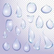 drop Pure clear water drops realistic set isolated vector illustration N11