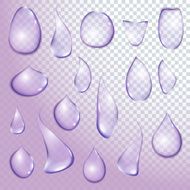 drop Pure clear water drops realistic set isolated vector illustration N12