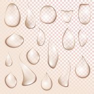 drop Pure clear water drops realistic set isolated vector illustration N13