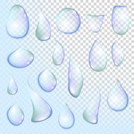 drop Pure clear water drops realistic set isolated vector illustration N14