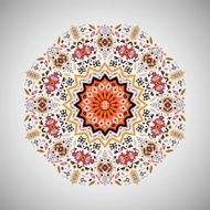 Ornamental round geometric pattern in aztec style