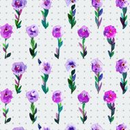 Watercolor seamless pattern with tulips and polka dot background
