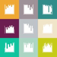 vector set with abstract background paint pouring around square