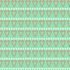 Christmas pattern with stars and candy canes on mint background