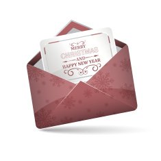 Open red envelope with snowflakes pattern N2