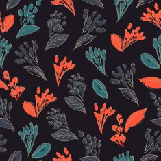 silhouettes of flowers seamless vector pattern floral background