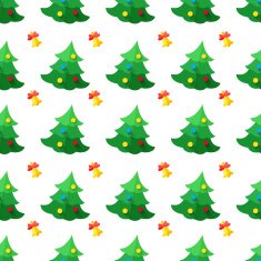 Vector modern flat New Year seamless pattern with tree and